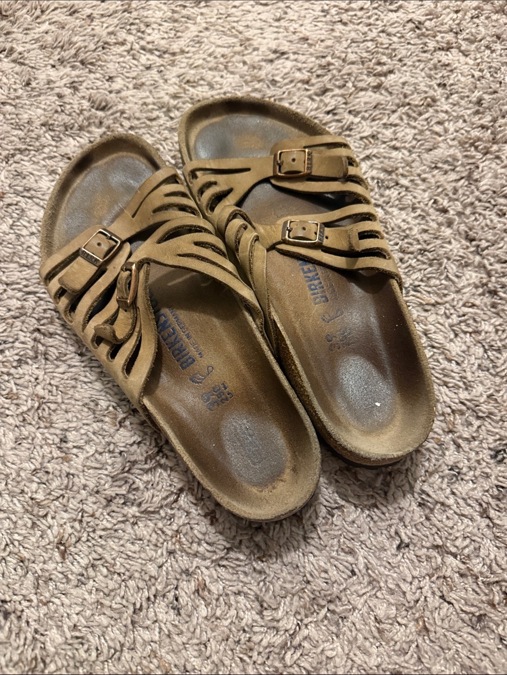 Birkenstock Kids Tan Strappy Slide Sandals with Buckles